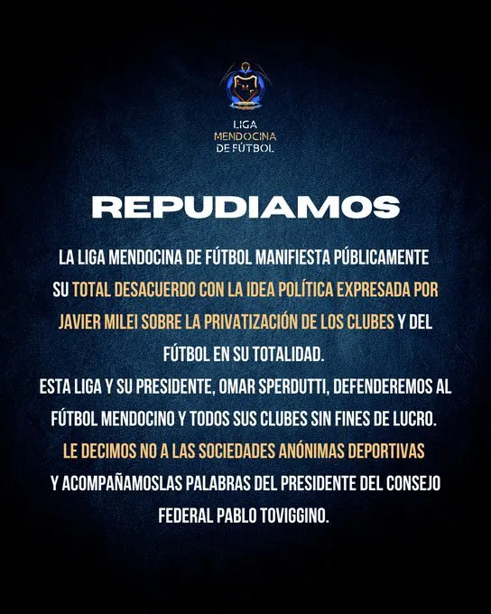 Liga Mendocina de Futbol, comunicado