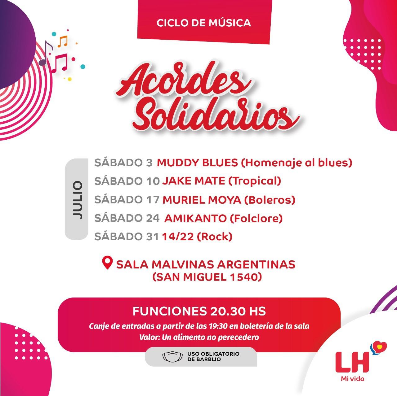 LH, Acordes Solidarios, Julio en el salòn Malvinas