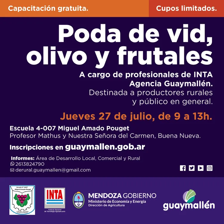 Capacitación sobre poda de vid, olivo y frutales.