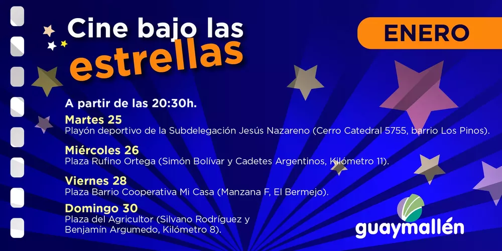 Cine bajo las estrellas - Cronograma enero