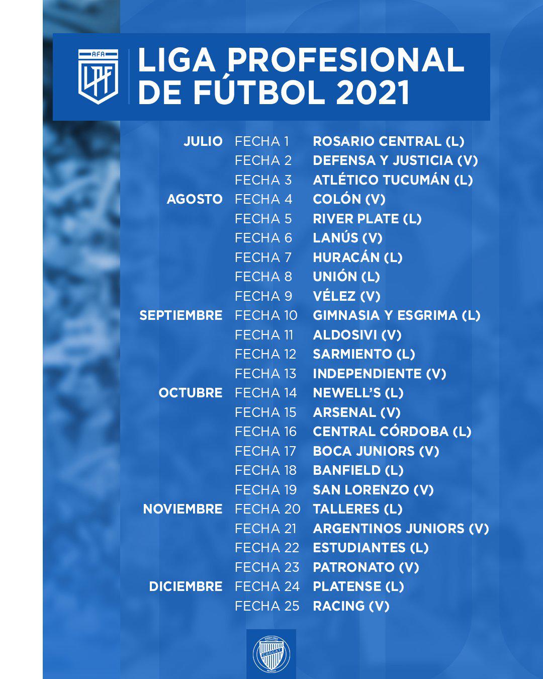 Godoy Cruz, fixture 2021
