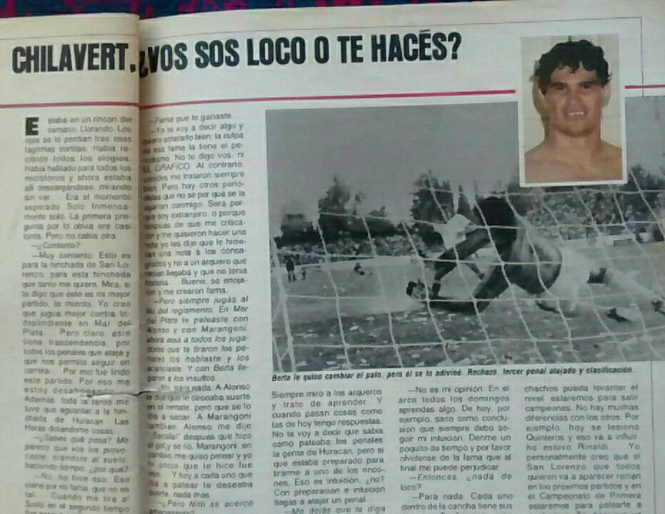 José Luis Chilavert en S. Lorenzo ante HLH