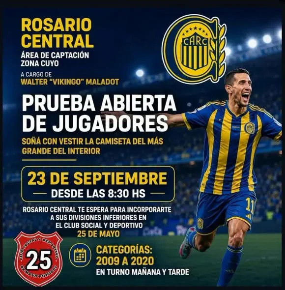 Rosario Central, prueba de jugadores en Junin