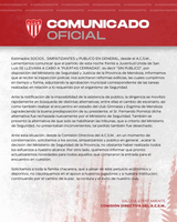Federal A, comunicado San Martin