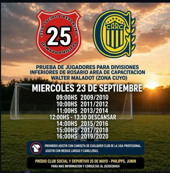 Club 25 de Mayo de Philips, prueba de jugadores