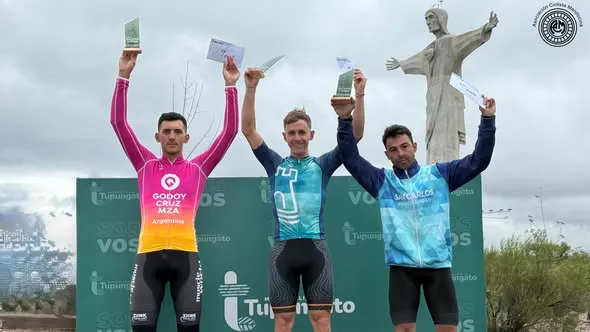 Ciclismo, podio 2da etapa, Vuelta a Tupungato