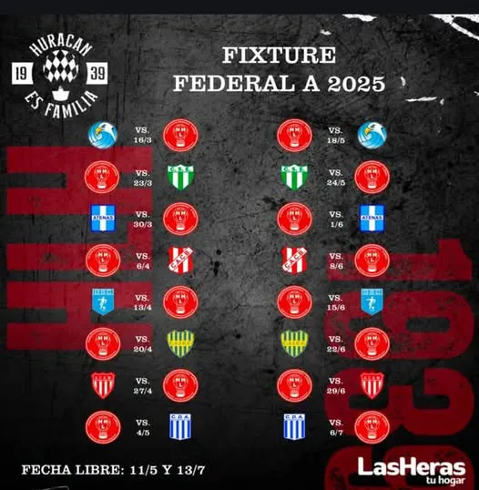 Federal A, Fixture 2025