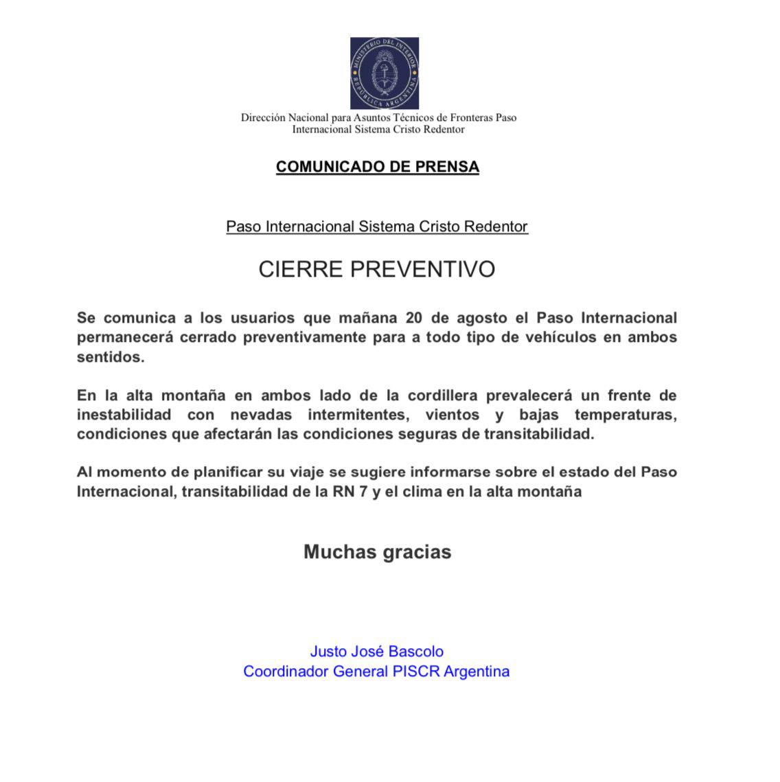 comunicado paso cristo redentor comunicado paso cristo redentor