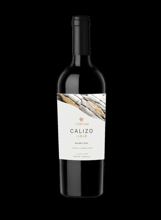 ETIQUETA HUENTALA CALIZO - ALBGAR MALBEC 2022 - MOCKUP BOTELLA