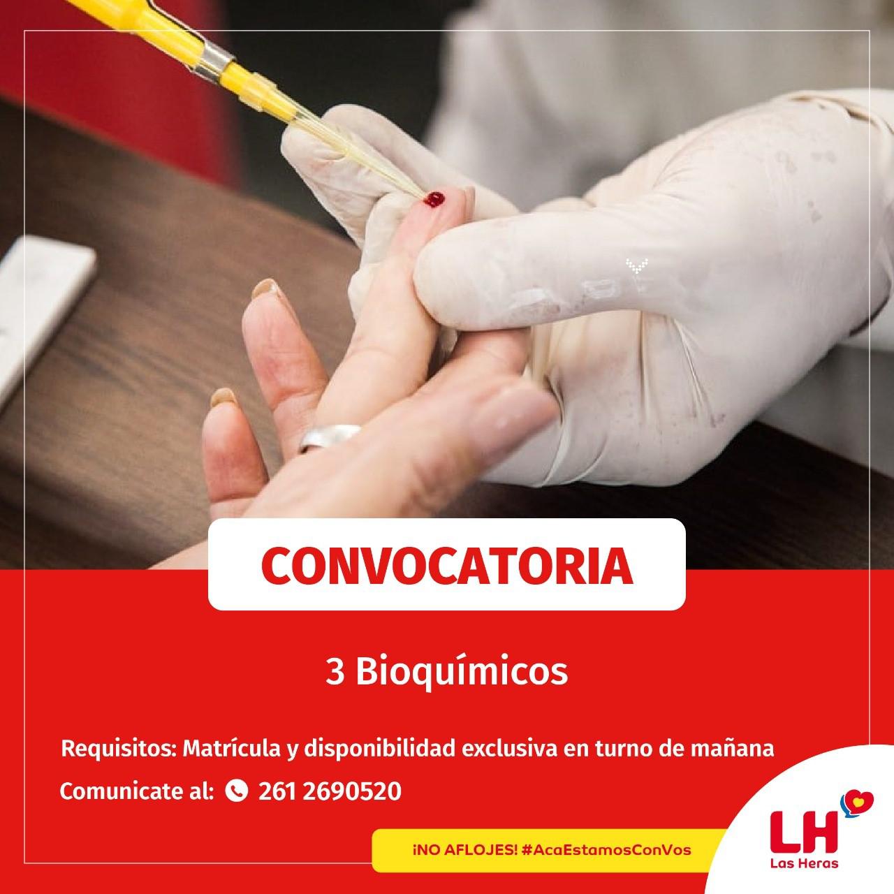 Las Heras convoca a bioquímicos