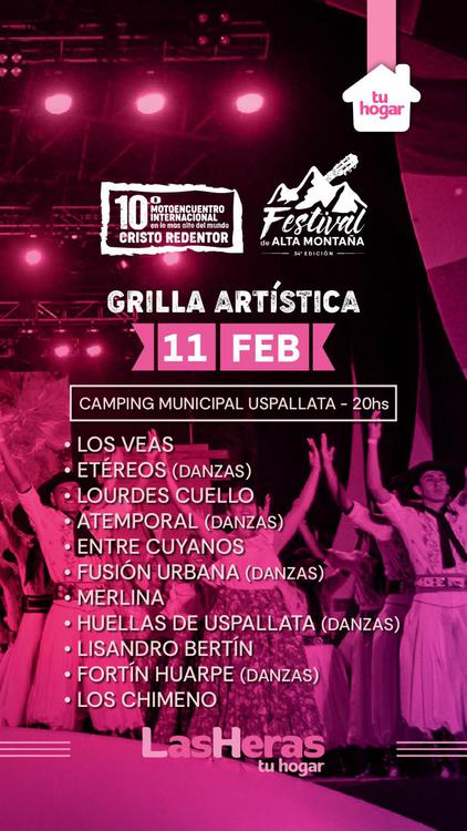 Las Heras, Festival de alta montaña, grilla