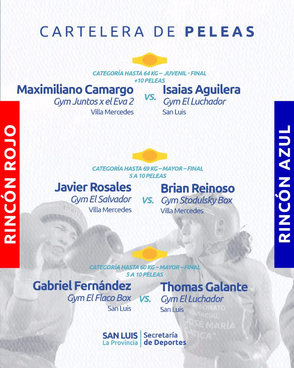 Boxeo, Cartelera