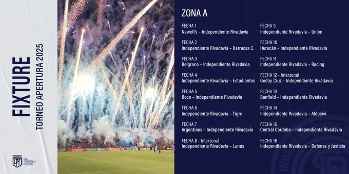 Independiente Rivadavia, fixture 2025
