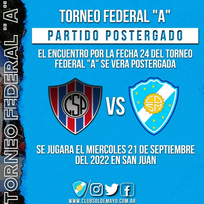Federal A, partido postergado problemas alojamiento