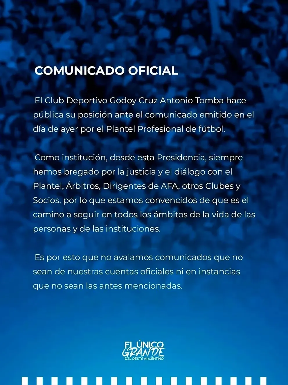 Godoy Cruz,  comunicado oficial